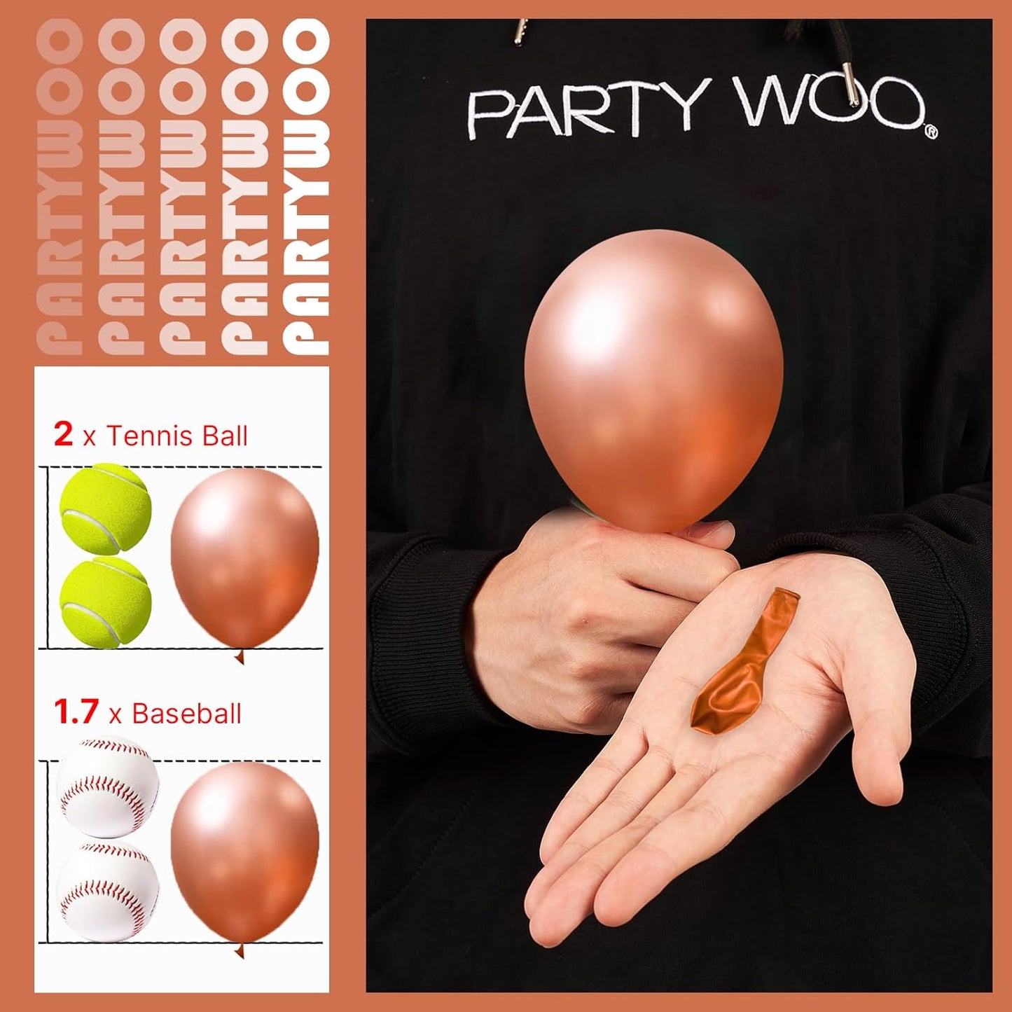 PartyWoo Metallic Rose Gold Balloons, 50 pcs 5 Inch Rose Gold Metallic Balloons, Rose Gold Balloons for Balloon Garland or Arch as Bachelorette Party Decorations, Wedding Decorations, Rose Gold-G107