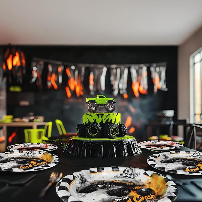 Monster Truck Party Decorations - Monster Truck Party Plates and Napkins for Kids Birthday Party, Serves 40 Guests