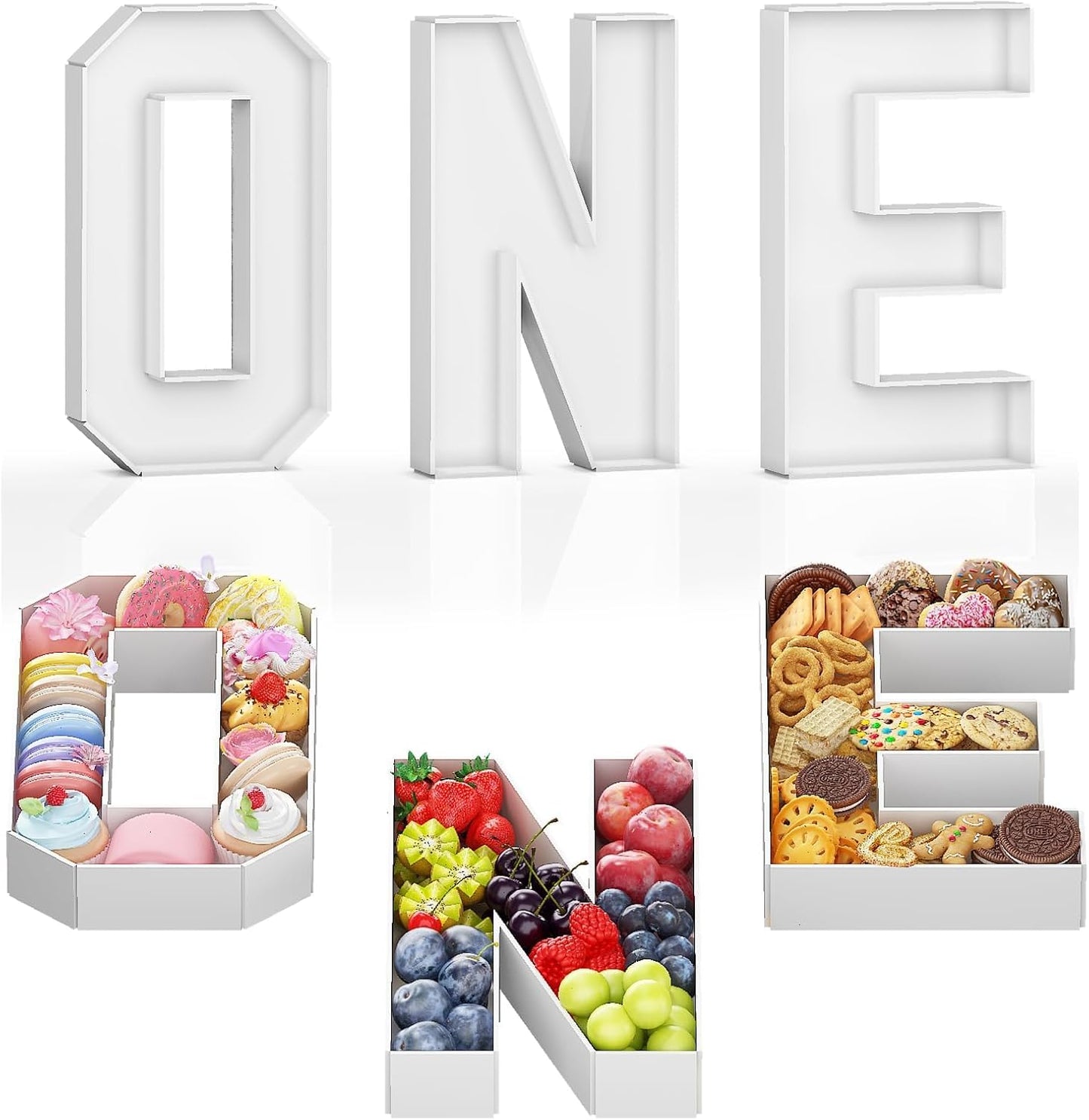 ONE Charcuterie Board Letters Fillable, ONE Cardboard Letters for Charcuterie, ONE Letters for Food Chocolate Cupcake Candy, Paper Mache Letter Trays for Birthday Baby Shower Anniversary Decoration