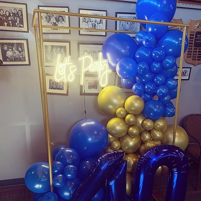 YMSZ Royal Blue and Gold Balloons Garland Arch Kit, 134pcs Metallic Gold and Blue Balloons for Birthday, Baby Shower, Anniversary, Graduation Party Decorations