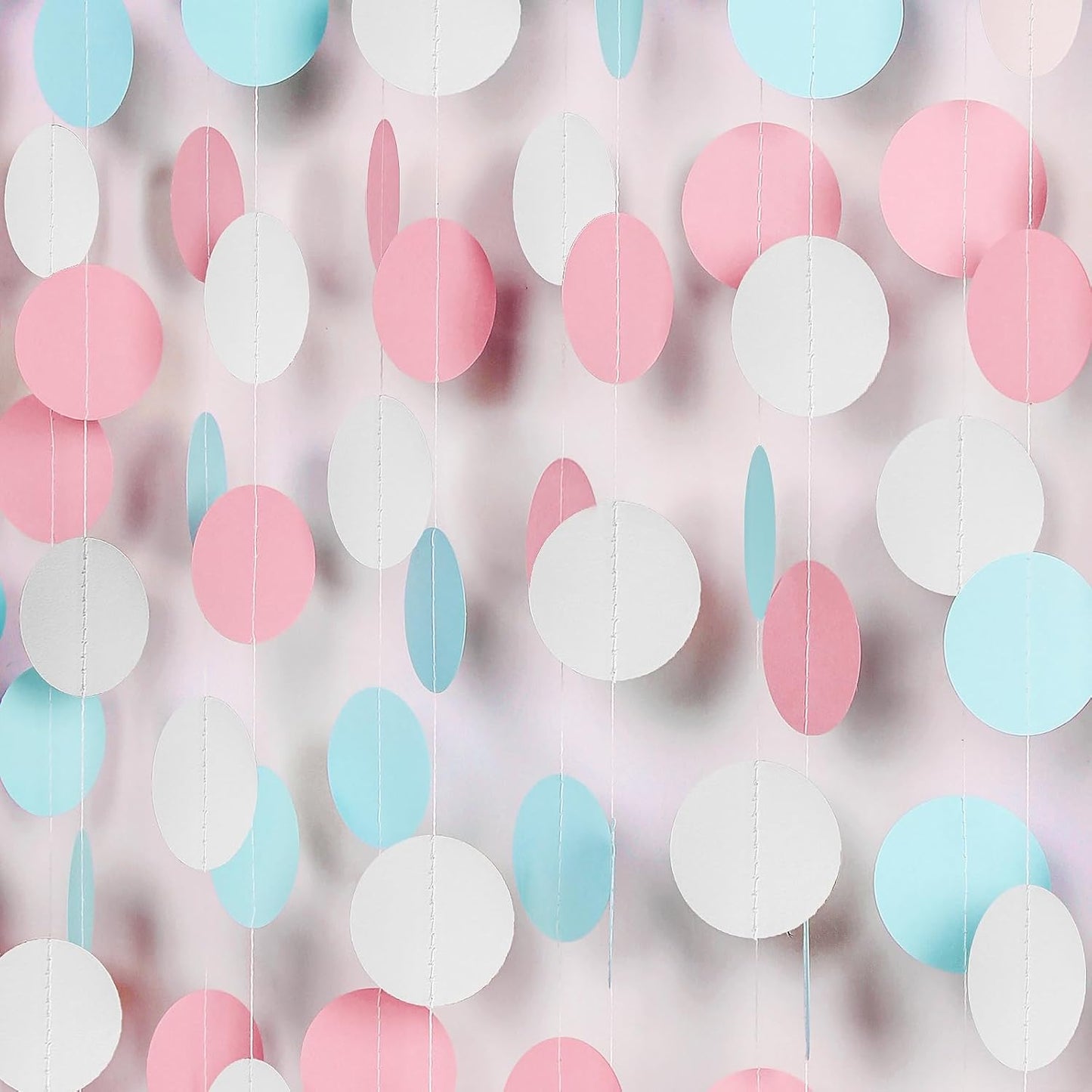 White Blue Pink Party Decorations - Paper Garland Streamer Banner Birthday Decorations Baby Shower Decorations Gender Reveal Decorations Gender Neutral Decorations Bridal Wedding HongTongTong