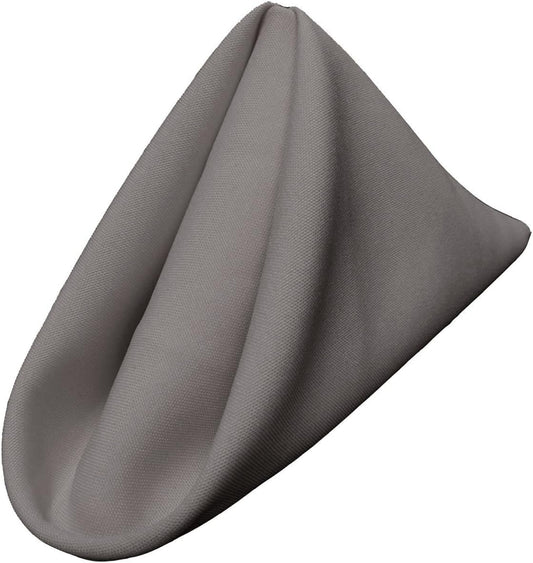 LA Linen 4-Pack Poly Blend Napkins - Soft, Washable, Stain & Wrinkle Resistant - Dinner & Party Napkins - 18x18 - Dark Gray