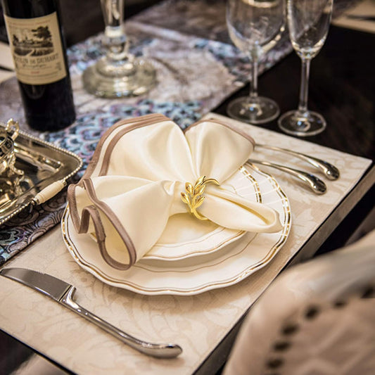 KPOSIYA Set of 200 Leaf Napkin Rings Metal Gold Napkin Holder Table Napkin Rings for Thanksgiving Day Christmas Dinning Table Parties Everyday (Ye Zi-Gold 200)