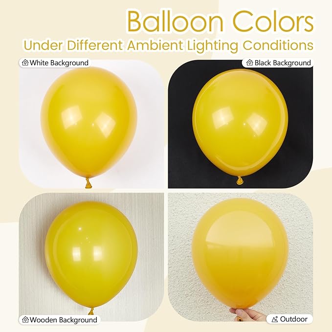 Mustard Yellow Balloons 12 inch, Mustard Yellow Latex Balloons 50pcs Party Balloons for Sunflower Bee Thanksgiving Fall Baby Shower Birthday Party Decorations