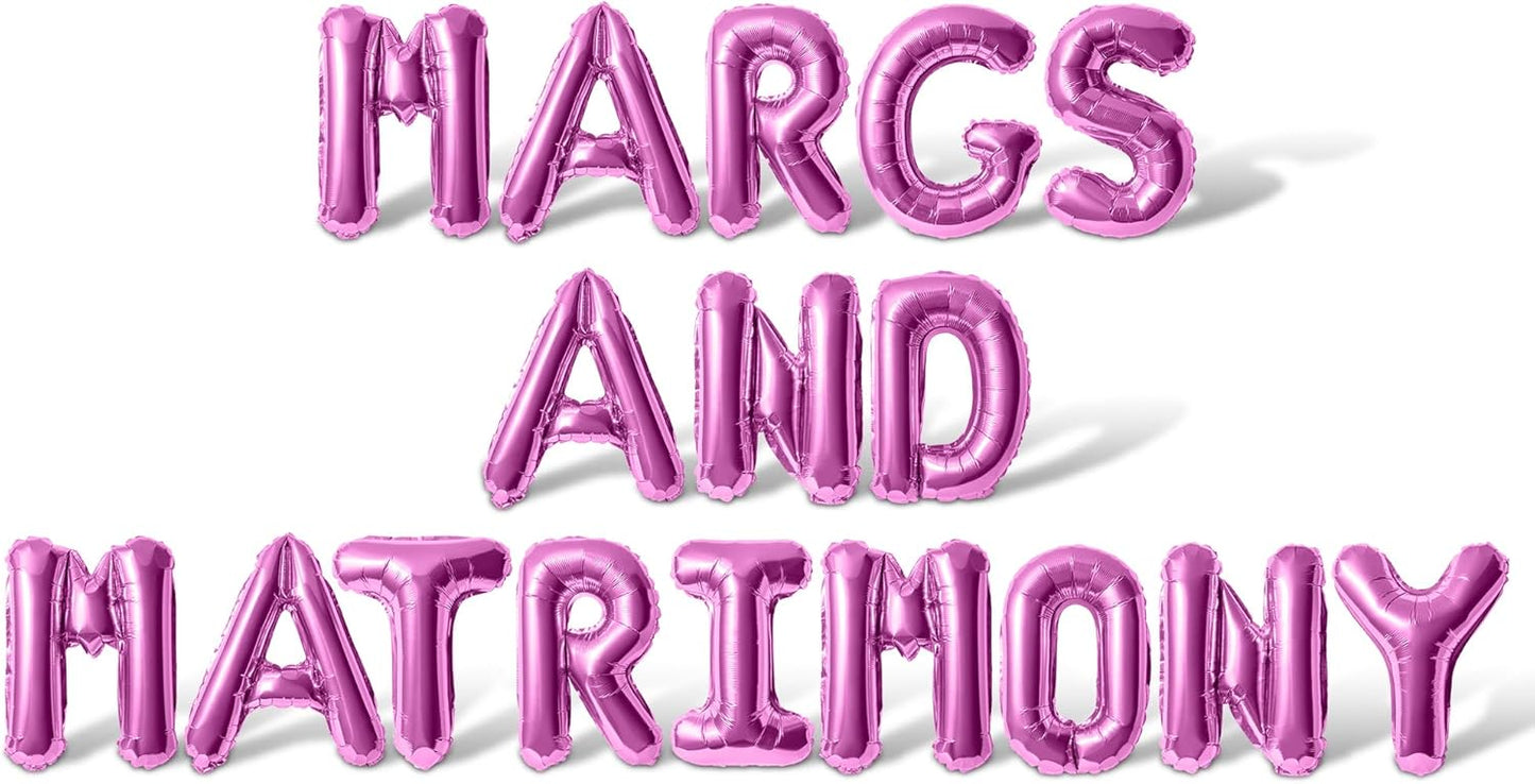 Letter Balloons - MARGS AND MATRIMONY 16" Inch Alphabet Letters Foil Mylar Balloon Bachelorette Party Banner (Pink)