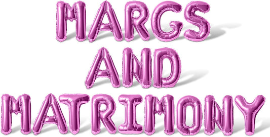 Letter Balloons - MARGS AND MATRIMONY 16" Inch Alphabet Letters Foil Mylar Balloon Bachelorette Party Banner (Pink)