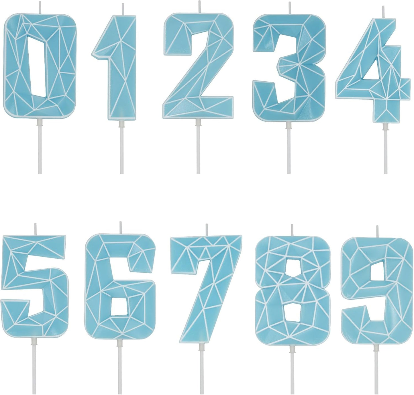 DERVENTA Birthday Candle Big Number 3D Macaron Blue 3.7 inch Party Celebration Anniversary Decoration Cake Topper 1 Piece (Number 0 Macaron Blue)