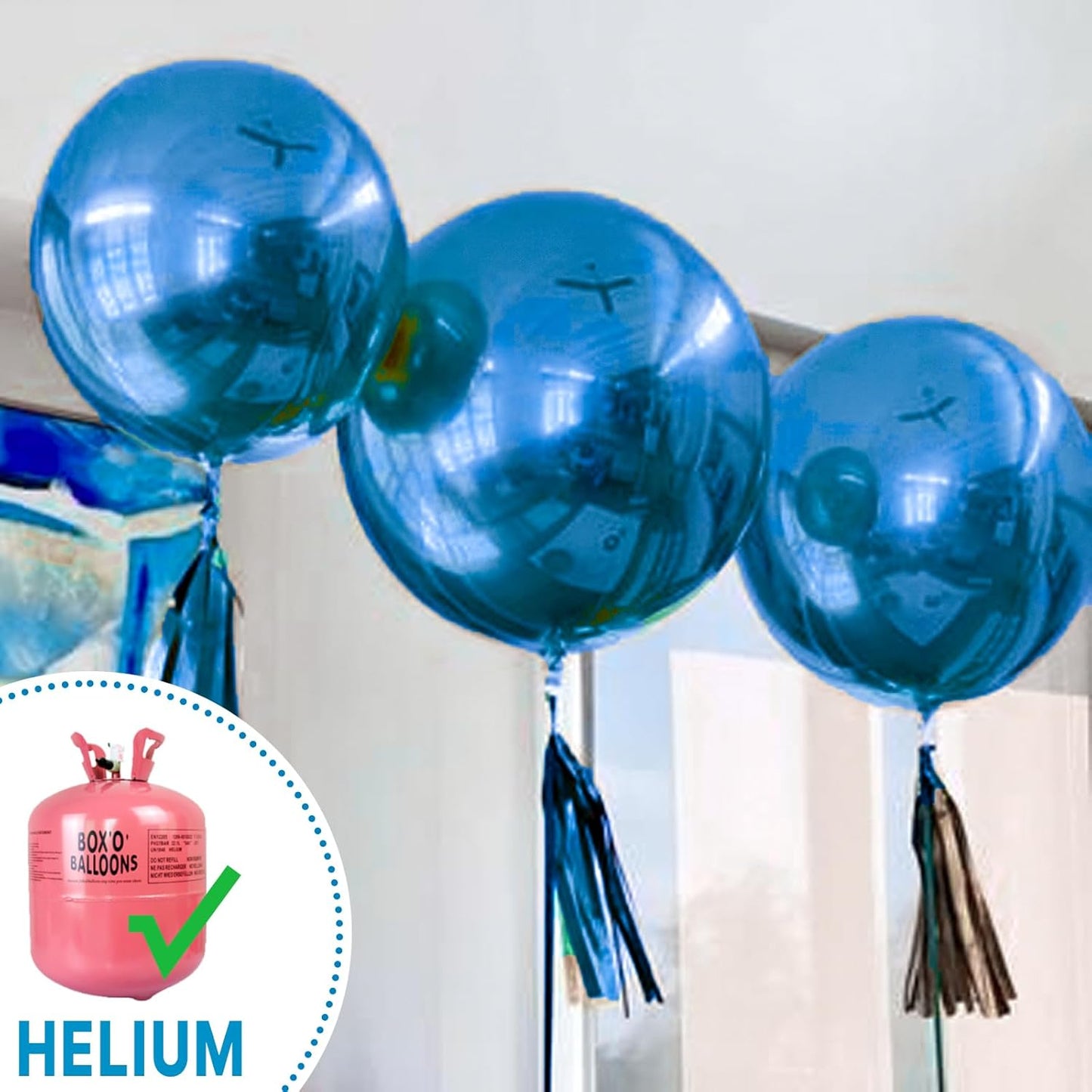 PartyWoo Metallic Blue Balloons 4 pcs 36 Inch Extra Large Big Jumbo Giant Chrome Blue Latex Helium Balloons for Graduation Wedding Baby Shower Gender Reveal Birthday Party Decorations Blue-G106