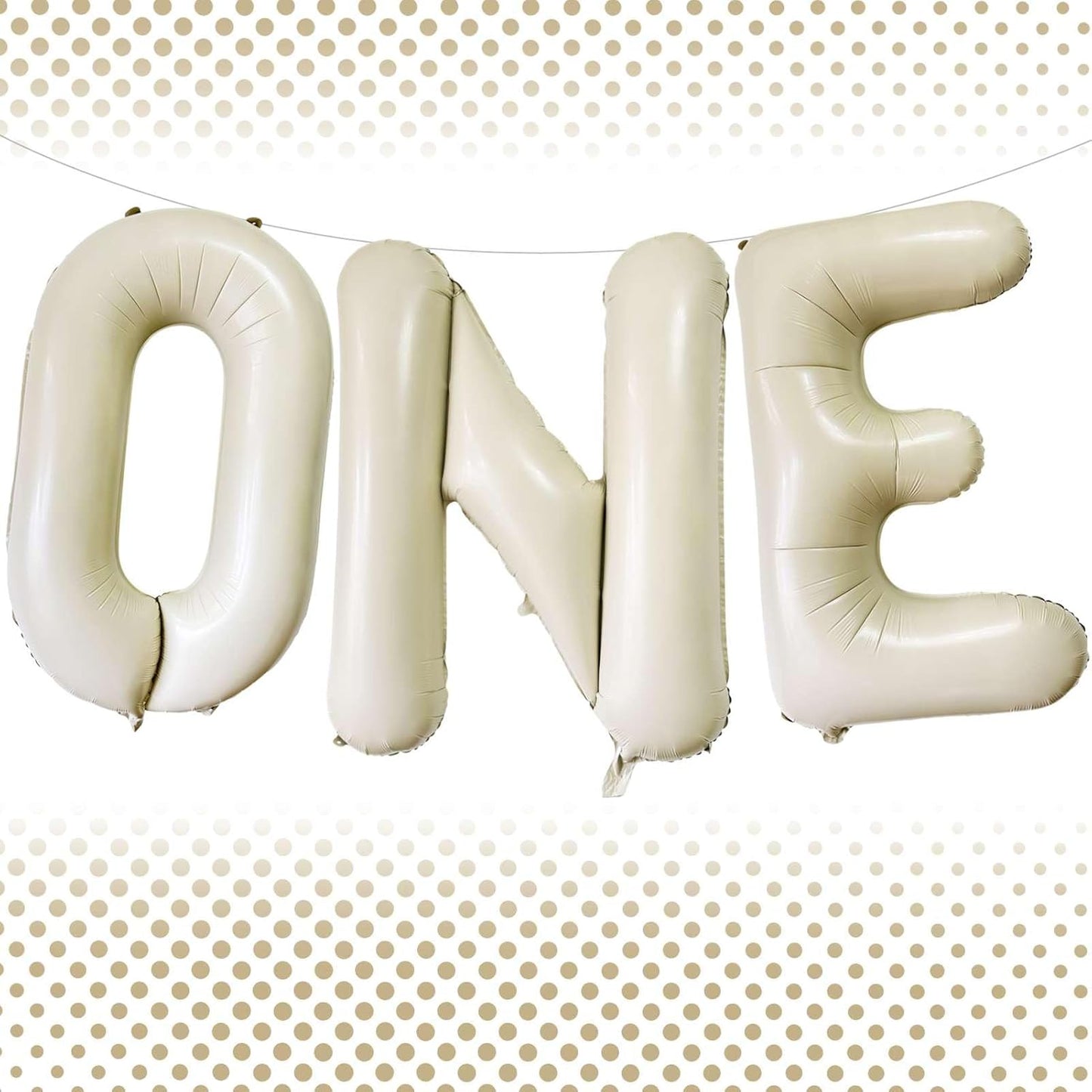 40 Inch Beige One Balloons, Giant Cream White Letters One Balloons Foil Mylar Helium White Letter Balloons for 1st Birthday Party Supplies Baby Shower Anniversary Decorations Alphabet White ONE