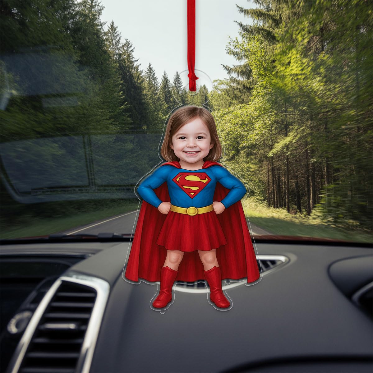 Custom Photo Baby Girl Superman Ornament, Personalized Superhero Christmas Ornament, Baby’s First Christmas Gift Acrylic Ornament – Personalized Christmas Tree Decoration, Custom