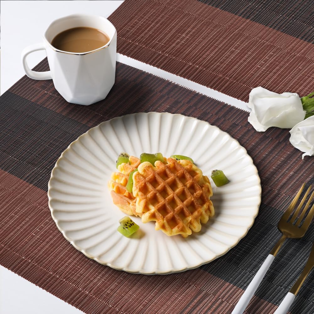 homEdge PVC Placemat, 4 PCS of Non-Slip Heat Resistant Place Mats, Washable Vinyl Placemats, Set of 4 – Ombre Brown Black