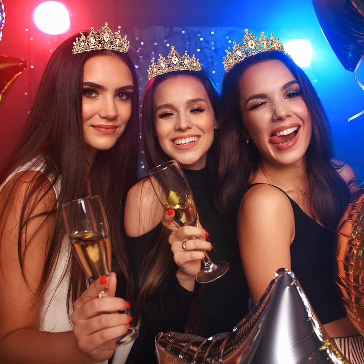 CAVETEE Champagne Gold Crowns for Women Baroque Queen Birthday Tiara Luxurious Rhinestones Crown Wedding Bridal Crown Birthday Party Headbands Princess Party Prom Tiaras and Crowns for Women