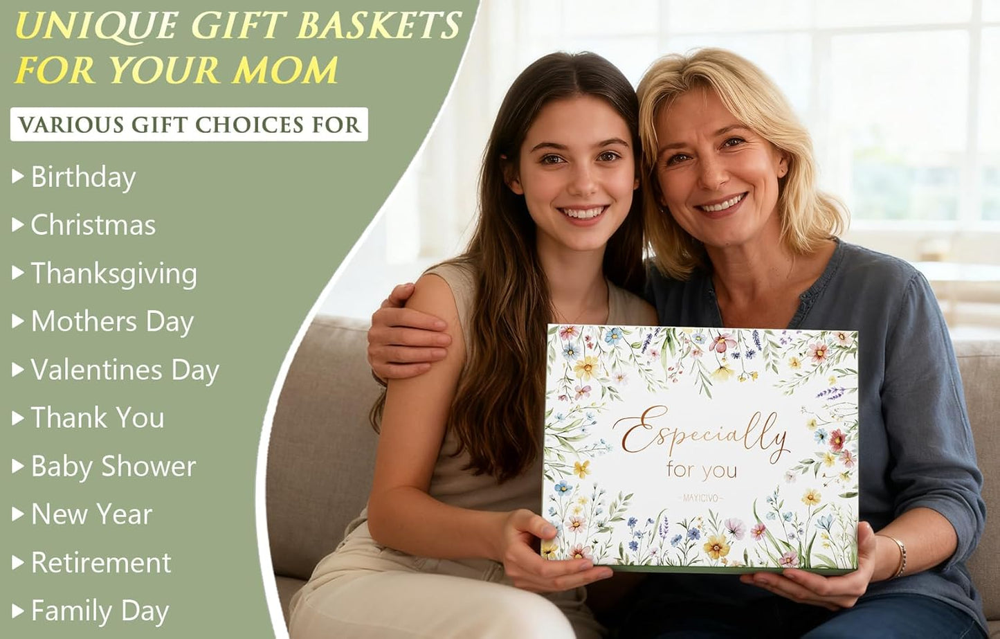 Christmas Gifts for Mom from Daughter Son Kids, Best Mom Birthday Gifts Ideas for Women Mother-in-Law Xmas Mothers Day Gift Baskets for Mother, New Mama Gift for Wife from Husband w/Canvas Tote Bag