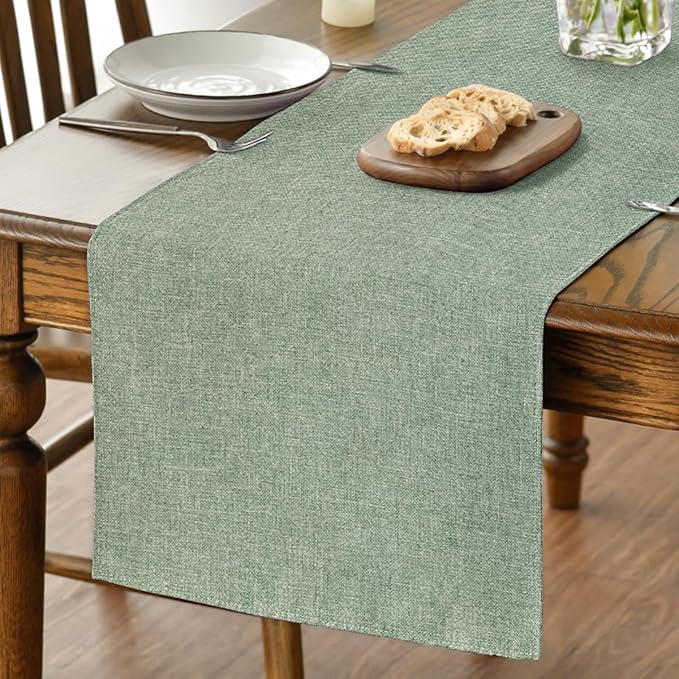 Artoid Mode Sage Green Table Runner, Seasonal Spring Summer Washable Kitchen Dining Table Decoration for Home Party Decor 13x72 Inch
