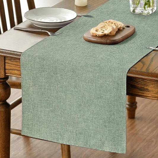 Artoid Mode Sage Green Table Runner, Seasonal Spring Summer Washable Kitchen Dining Table Decoration for Home Party Decor 13x48 Inch