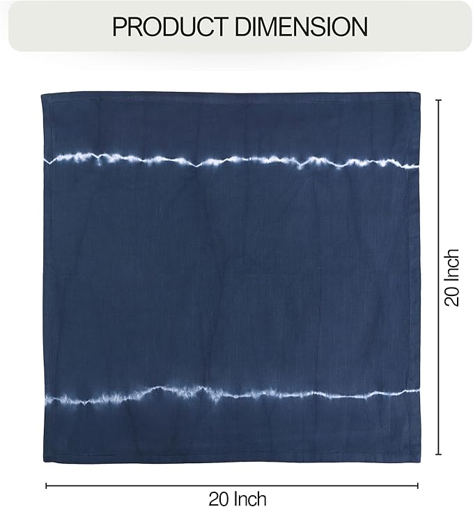 FINGERCRAFT Cloth Napkins Set of 6 Cotton Blend Tie Dye 20x20 Inch Large Size Dinner Napkins Cloth Perfect for Parties Dinners Weddings Cocktail Christmas Easter Royal Blue Lines
