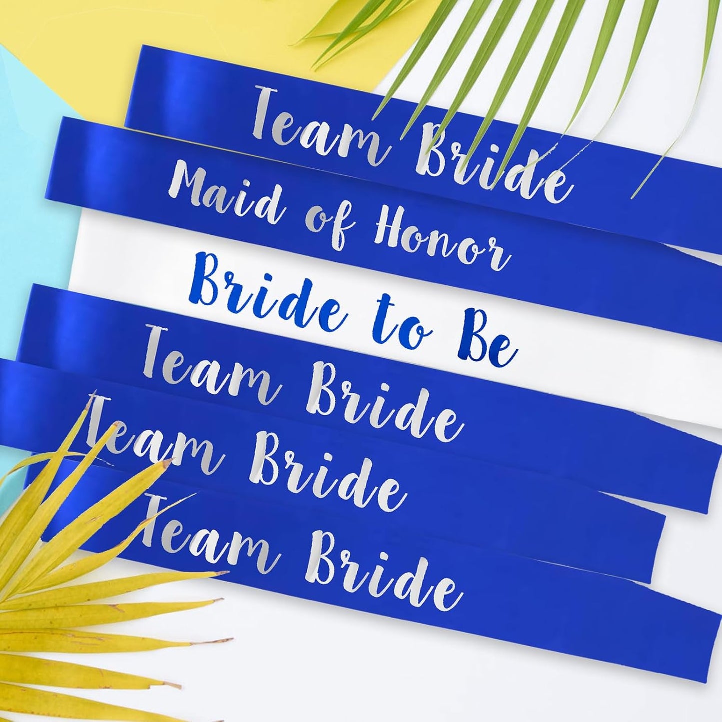 6 PACK Bachelorette Sashes for Bride and Bridesmaid, Royal Blue Maid of Honor Team Bride Sashes for Bridal Shower or Bachelor Party Decorations, Silver Letter