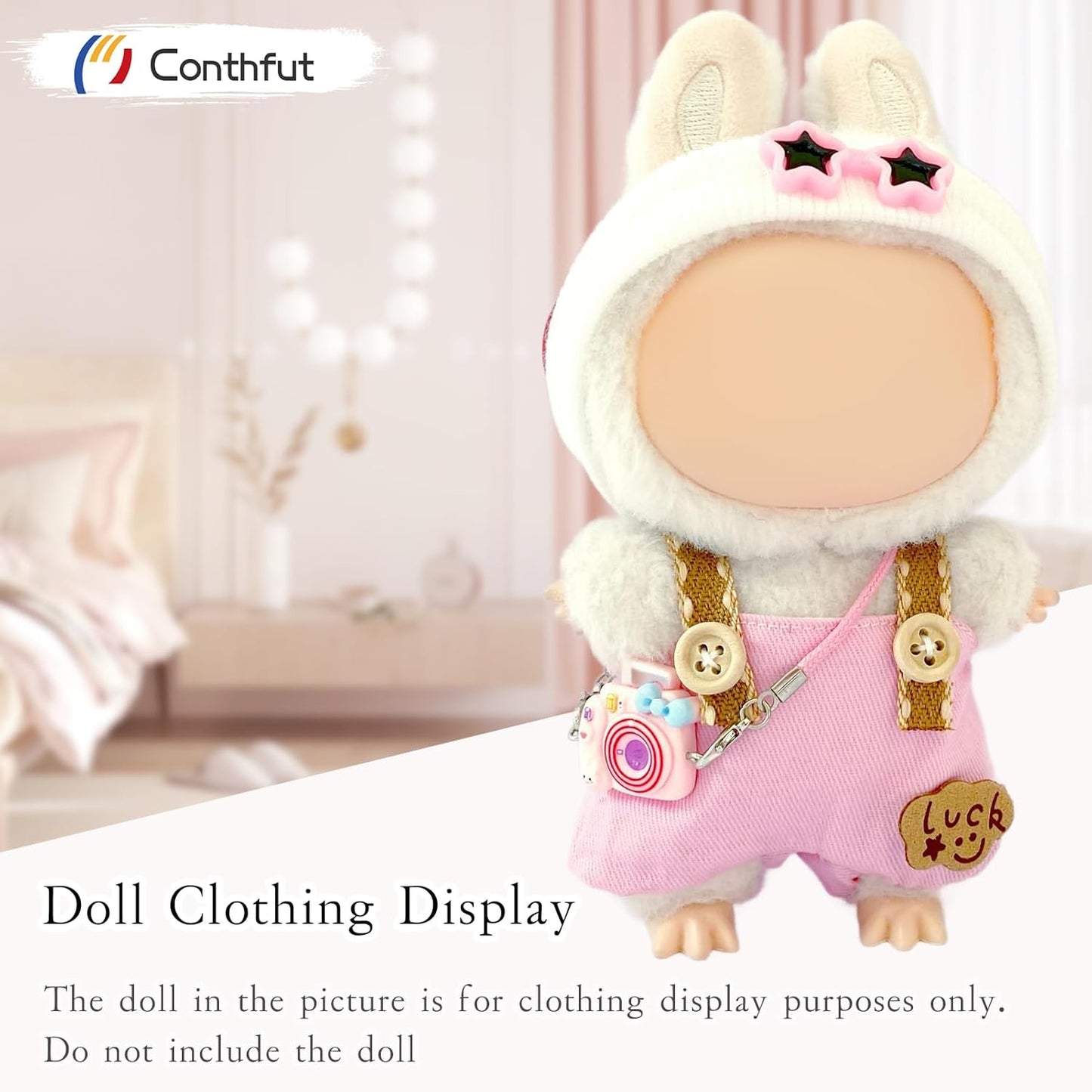 Doll Clothes,17cm/15cm Dolls Outfit Set,Accessories for Dolls,Stylish Clothes Set for Dress Up (No Doll) (Pink Overalls Suit 02)