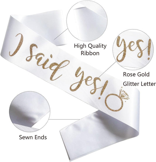 I Said Yes Sash,Future Mrs Sash Engagement Party SashBachelorette Party Sashes, Bridal Shower Sash for Bride to Be,Rose Gold