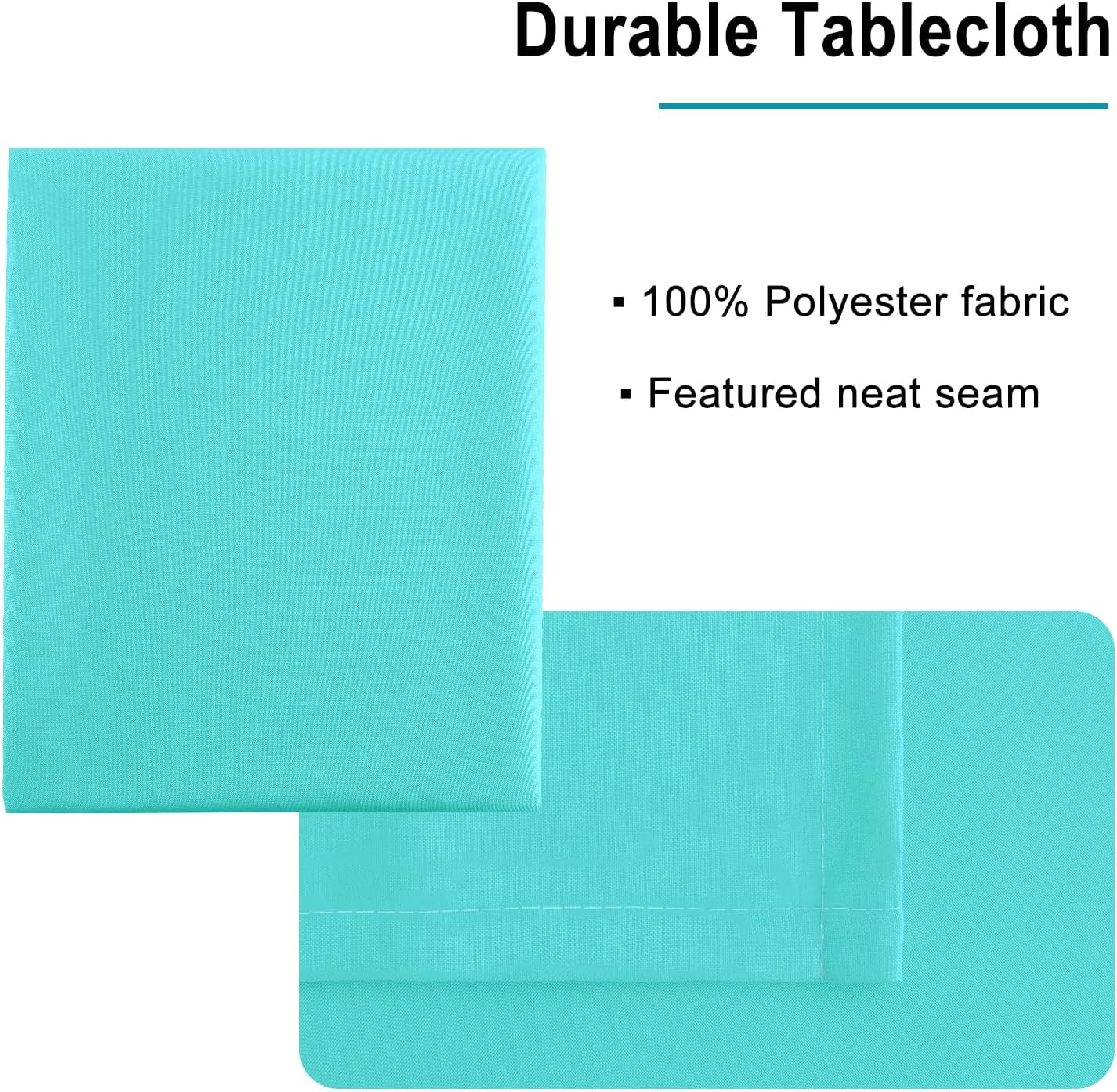 Hiasan Solid Rectangle Tablecloth Aqua - Waterproof Washable Oblong Fabric Table Cloth for Dining Room Kitchen and Outdoor Use, 70 x 108 Inch
