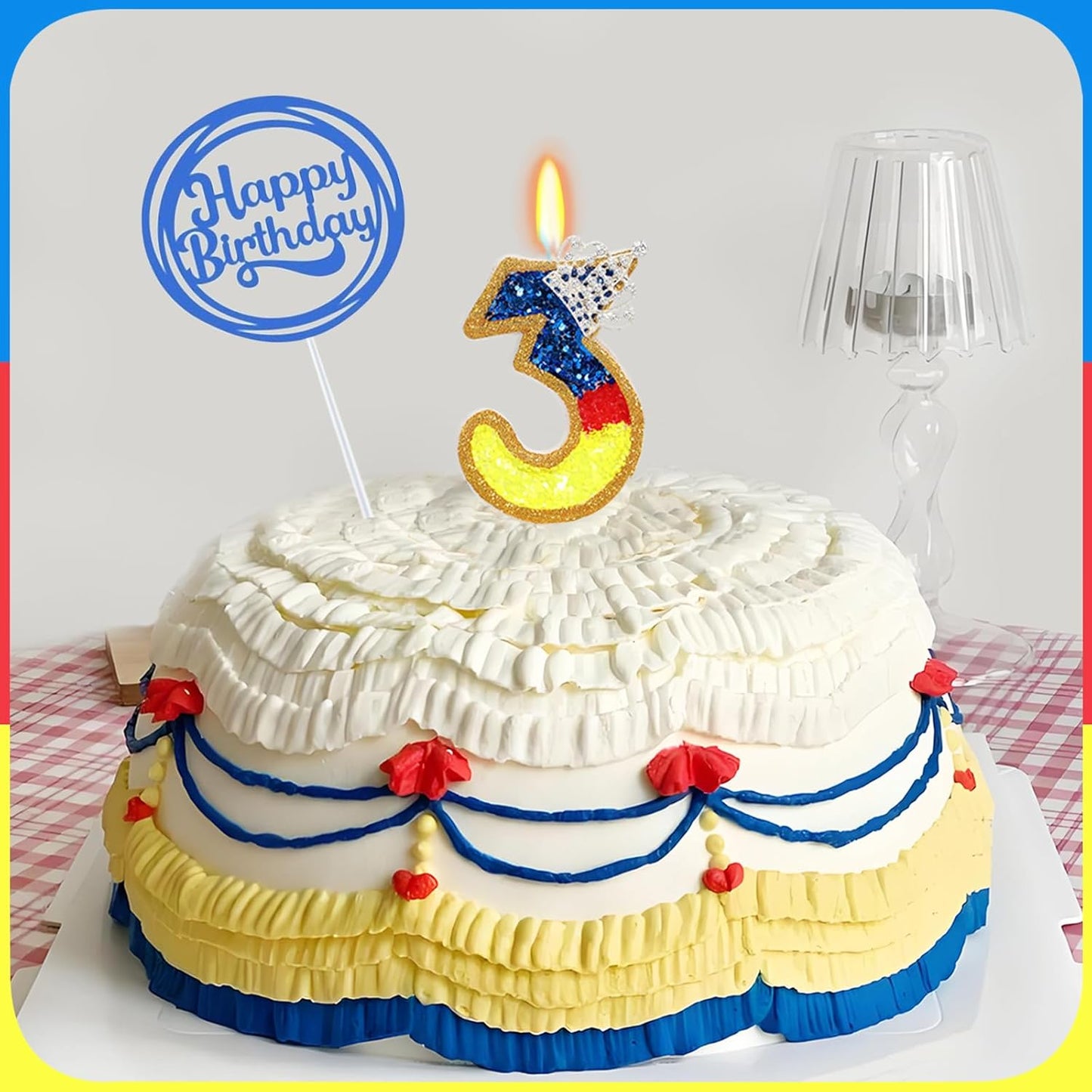 Birthday Candle for Cake, Princess Number Cake Candles, 2.76 inch Cake Topper Decoration for Birthday Party (Number 3)