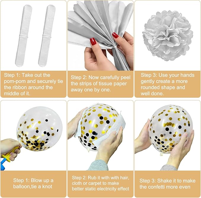 Retirement Party Decorations, Black Gold Happy Retirement Decorations for Women Men Happy Banner & Backdrop Hanging Swirls Foil Balloon Retire Sash Paper PomPoms and Honeycomb Centerpieces