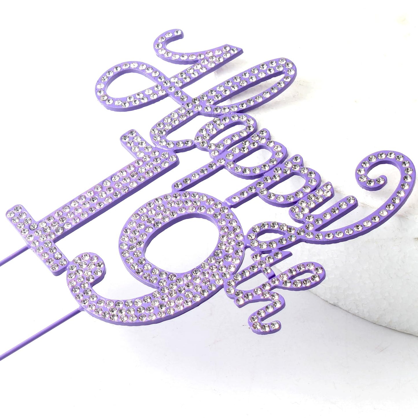 LASKYER Happy 19th Birthday Decorations,19th Birthday Purple Rhinestone Cake Topper - Cheers to Nineteen Years Old Bday Party Metal Sparkly Cake Centerpieces Sign.