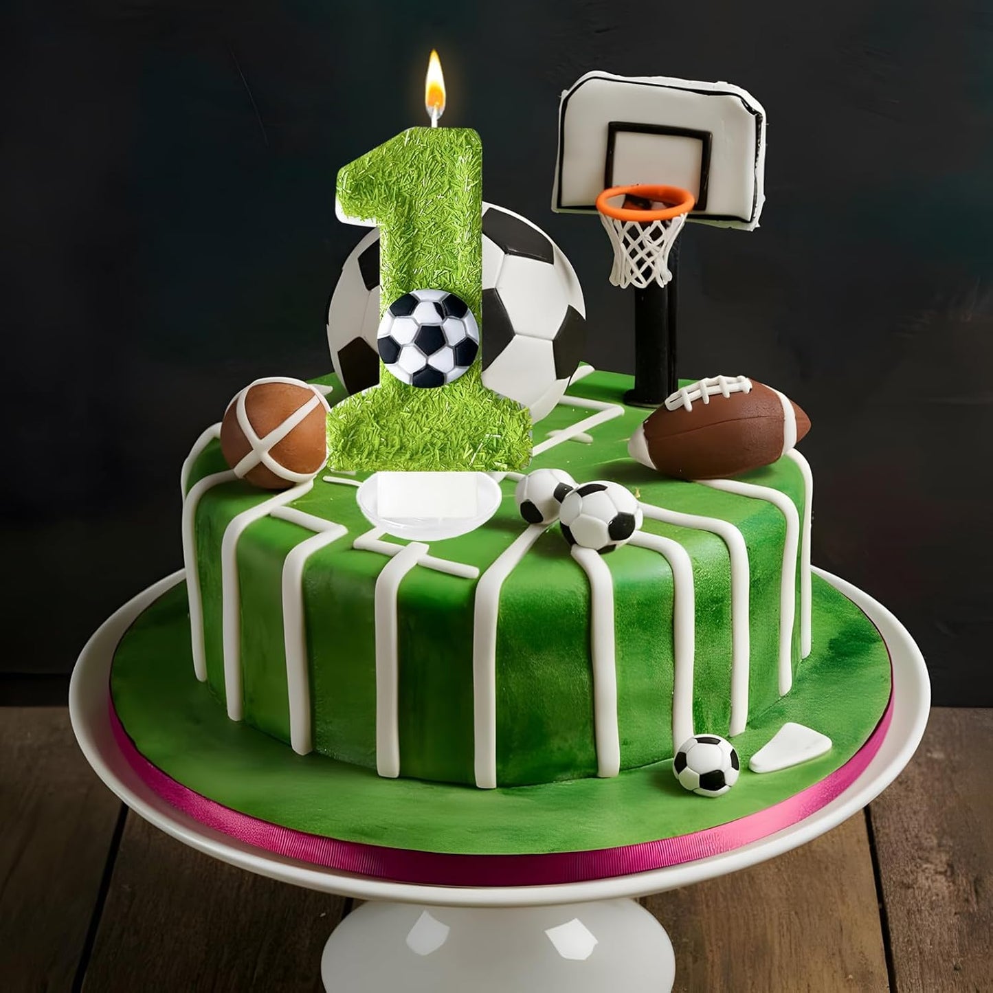1th Birthday Candles，Soccer Birthday Decorations，Suitable for Girl and boy Cake Toppers, Wedding Cakes, Anniversaries, Party Celebrations, Birthday Decorations