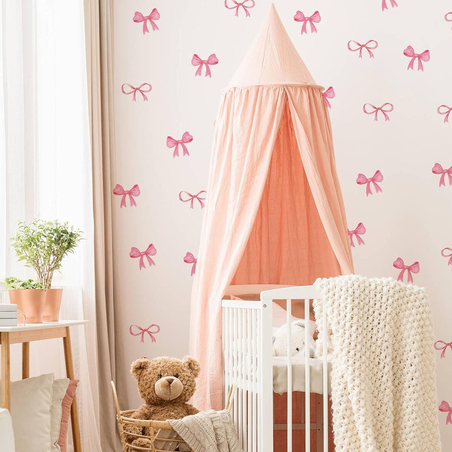 8Sheet/80pcs Pink Bowtie Wall Stickers and Decals for Bedroom and Bathroom Bow Room and Wall Decor Coquette Room Decor for Bedroom Bow Sticker