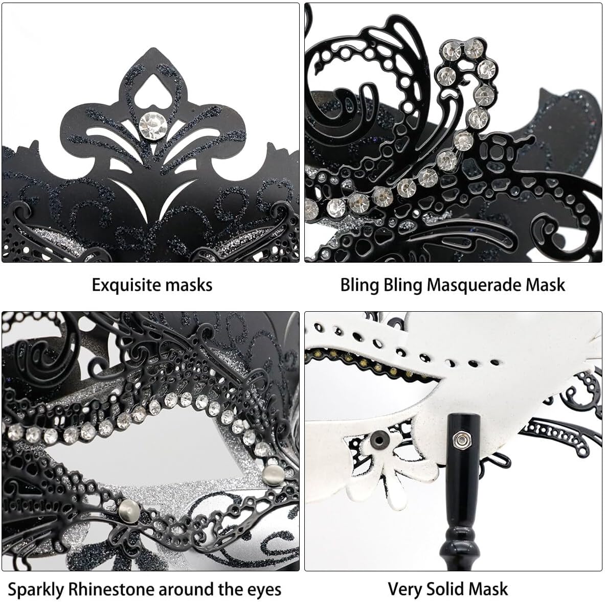 Coddsmz Masquerade Mask with Stick Venetian Mask Mardi Gras Decorations for Womens Halloween Costume Mask