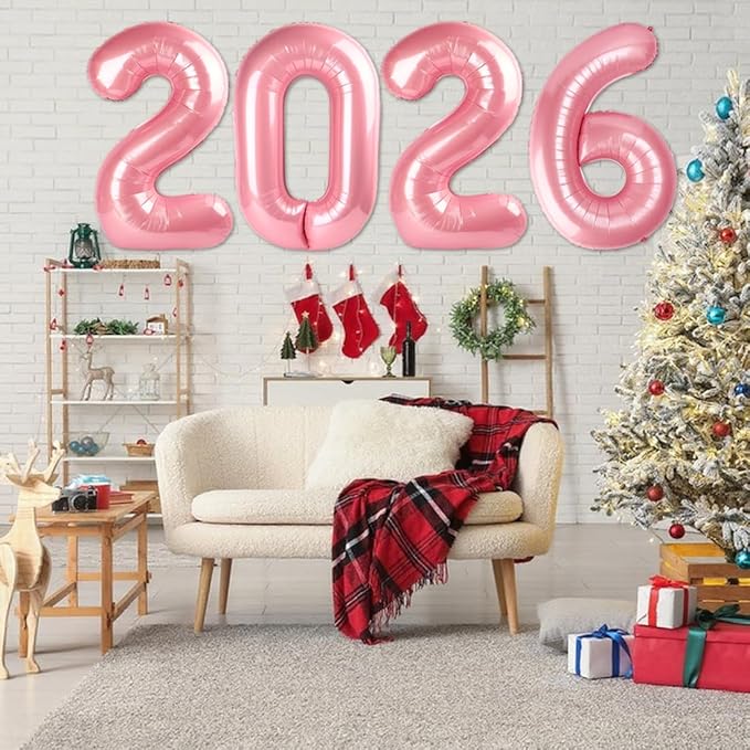 2026 Number Balloons, 40 Inch Balloon, New Years Eve Decorations, Pearl Pink Balloons for New Years Eve Party Supplies 2026, Graduation Decoration, 2 6 20 26 Birthday Parties