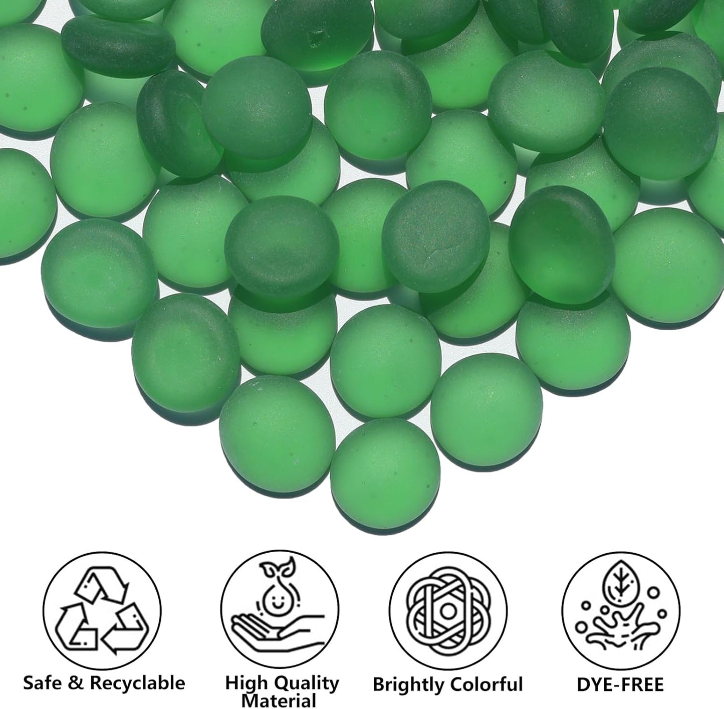 Sea Glass Gems - 0.9 Lb Green Frosted Flat Glass Marbles, Flat Gems Decorative Stones for Vase Fillers, Aquarium Rocks, Floral Supplies, Table Scatter, Craft Mosaics, and DIY Ornaments