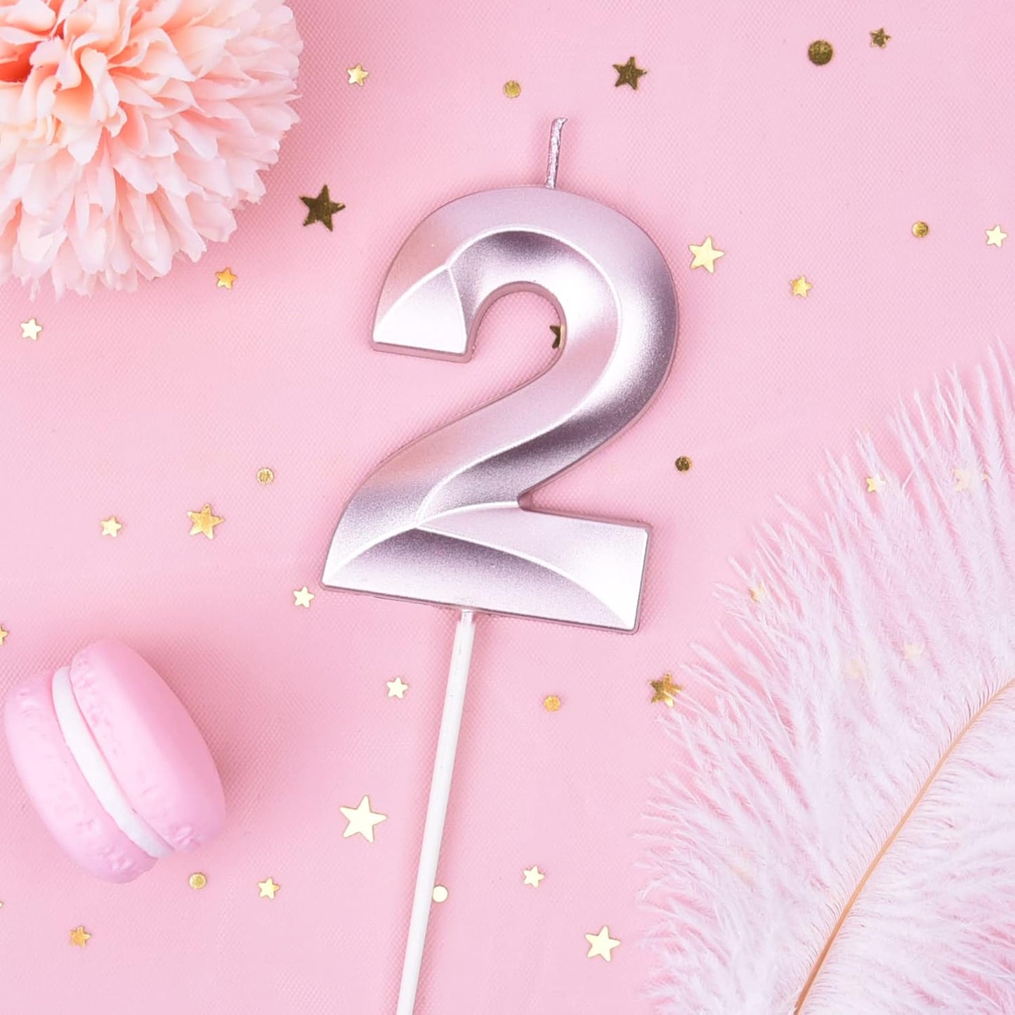 PHD CAKE 2.76 Inch Diamond Rose Gold 2 Number Birthday Candles, Rose Gold Number Candles, Cake Number Candles, Party Celebration