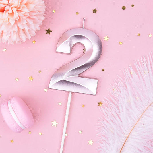 PHD CAKE 2.76 Inch Diamond Rose Gold 2 Number Birthday Candles, Rose Gold Number Candles, Cake Number Candles, Party Celebration