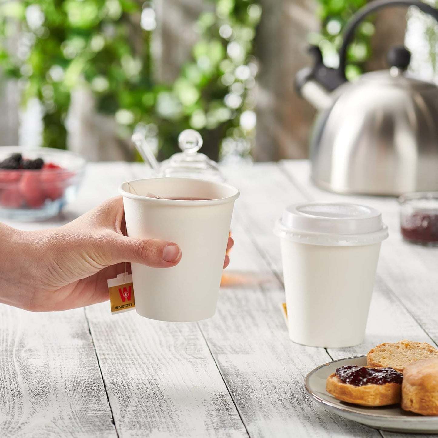 GUSTO [10 oz. - 300 count] Disposable White Paper Cups, Hot Coffee Cups - Eco-Friendly Hot Cups