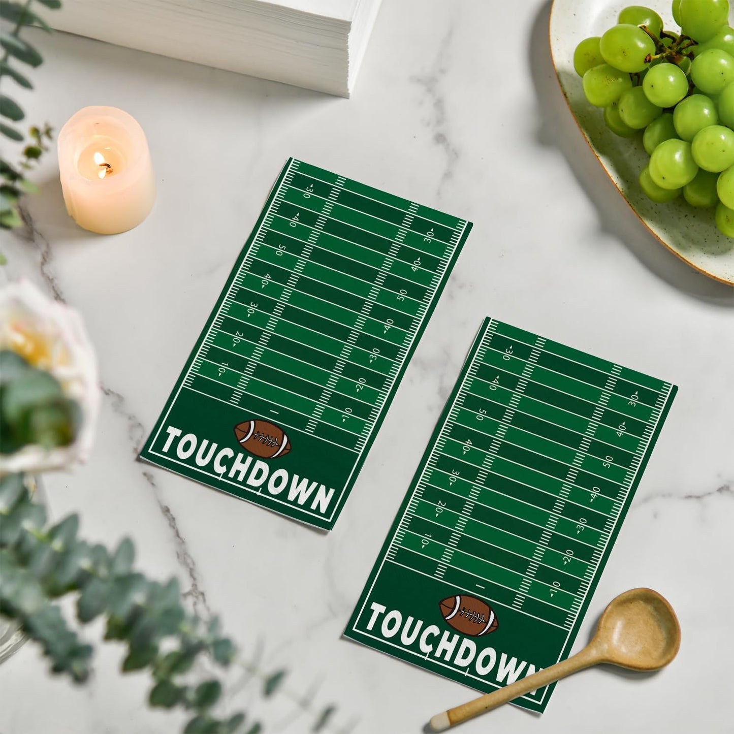 Horaldaily 100 Super Bowl Disposable Paper Decorative Guest Napkins, Football Touchdown and Game Day Themed for Party Lunch Dinner Kitchen Bathroom