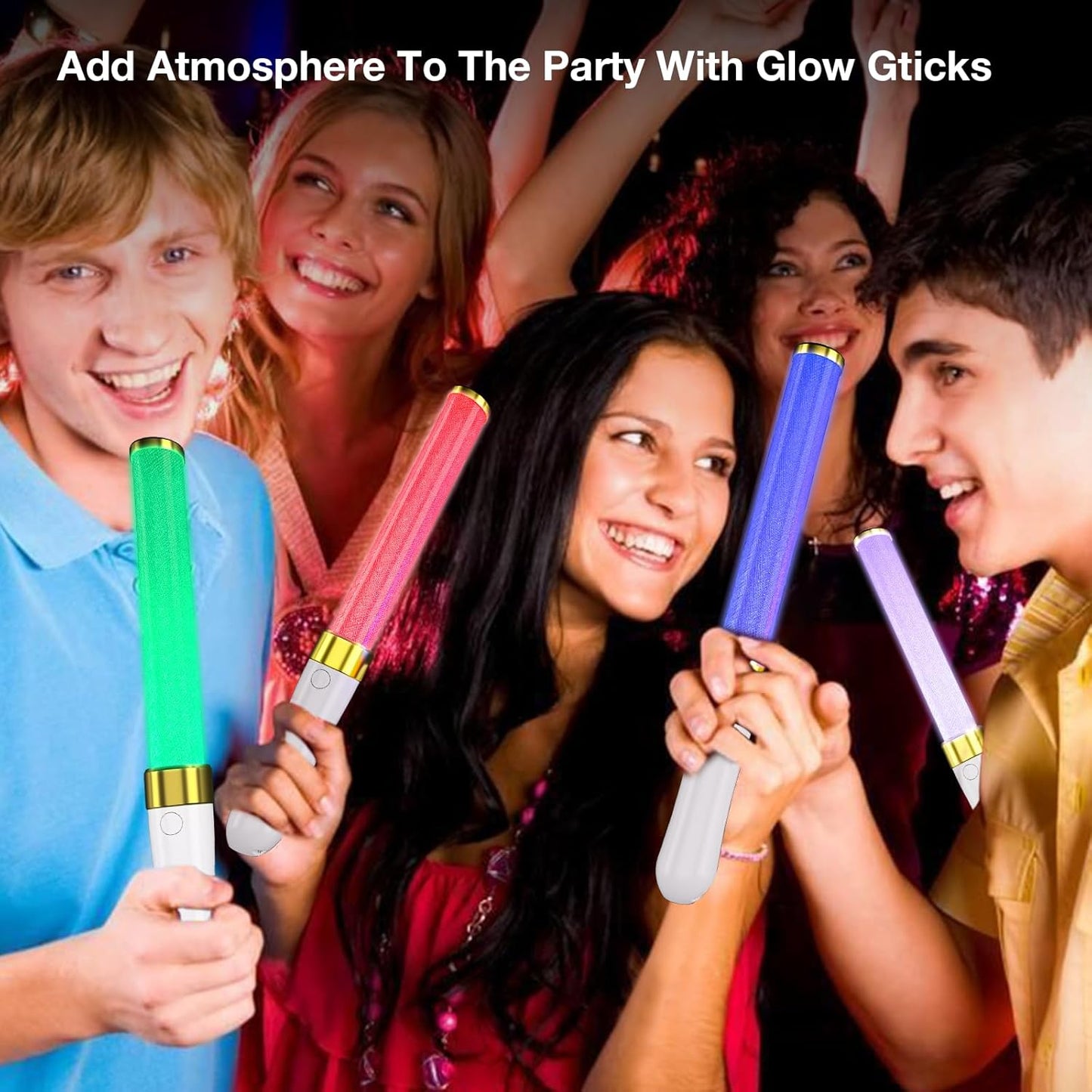 2 Pack LED Light Sticks-15 Colors Reusable Glow Sticks, Glow Party Supplies for Wedding, Birthday, Raves, Halloween, Christmas, New Year, with AAA Battery