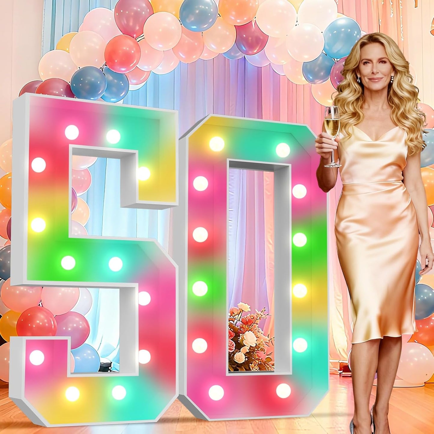 Ledido 4FT Marquee Light Up Numbers 50, 34 Colors Changing Marquee Numbers 4 Feet Tall with Remote, Big 50th Birthday Number, Large Lighted Number for Anniversary Graduation Birthday Party Decoration