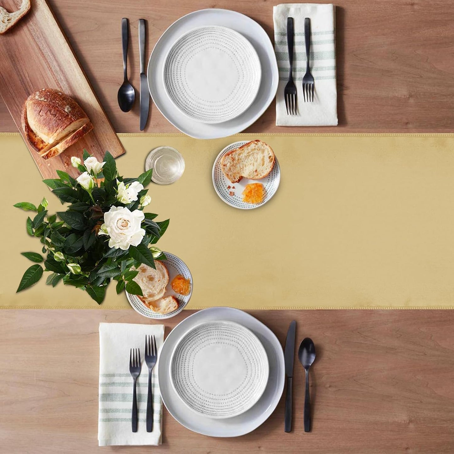 20 Pack Satin Table Runner 12 X 108 Inch Silk Table Runner for Party,Wedding, Birthday, Banquets,Decoration(Light Gold)