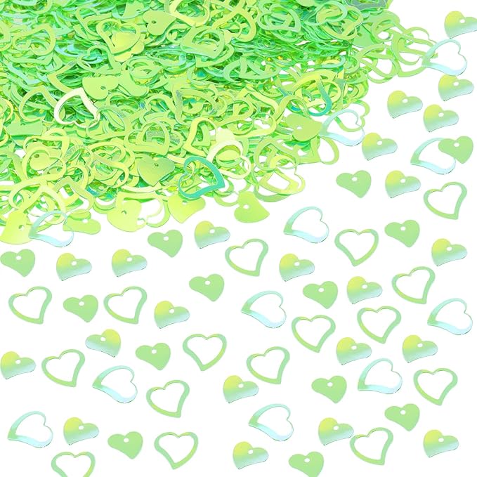 ONLYKXY 1200Pcs Love Heart Shaped Confetti, Table Wedding Decoration, Glitter Confetti for Wedding Party (Glitter Green)