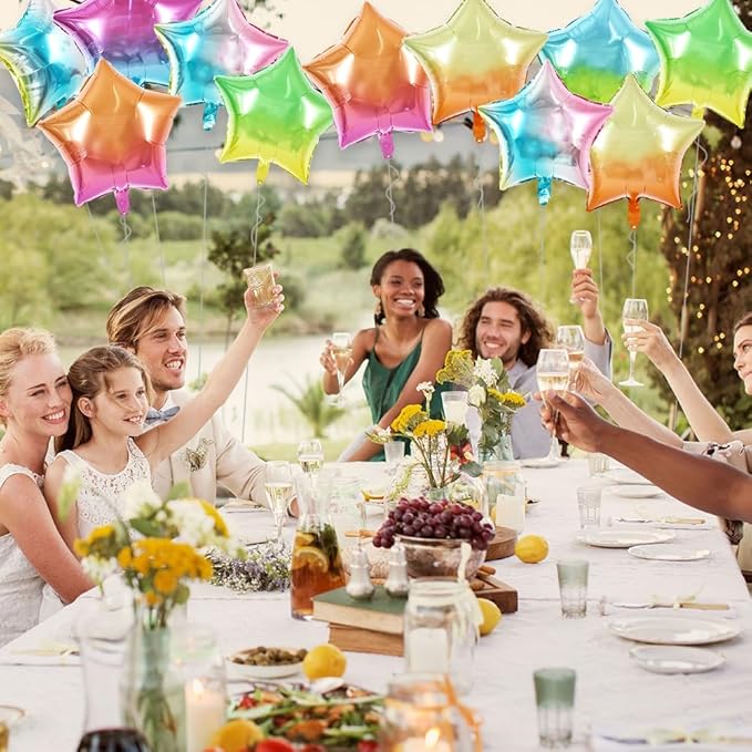 TONIFUL 30Pcs 18 Inch Large Colorful Star Shape Foil Balloons Big Gradient Stars Helium Mylar Ballons for Birthday Wedding Baby Shower Anniversary Engagement Party Decorations Supplies