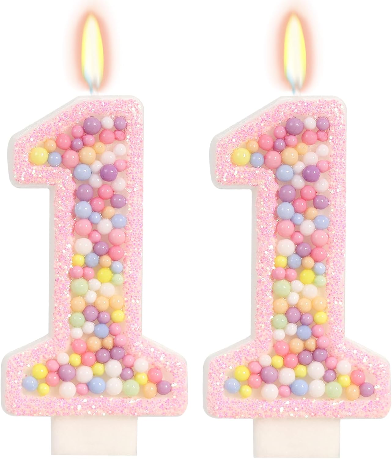 Pink Birthday Candles - Number 11 Candle, Colorful Macaron Candles, 11 Birthday Decorations for Girls, Sweet Cake Decorations, Sweet Theme Party Supplies (Pink)