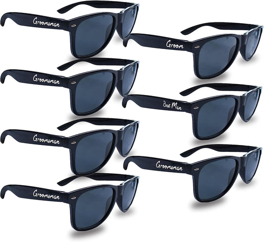 LotsBuyLots Groomsmen Sunglasses 7 Pack, Bachelor Party Supplies Sunglasses for Groom,Best Man,Groomsman