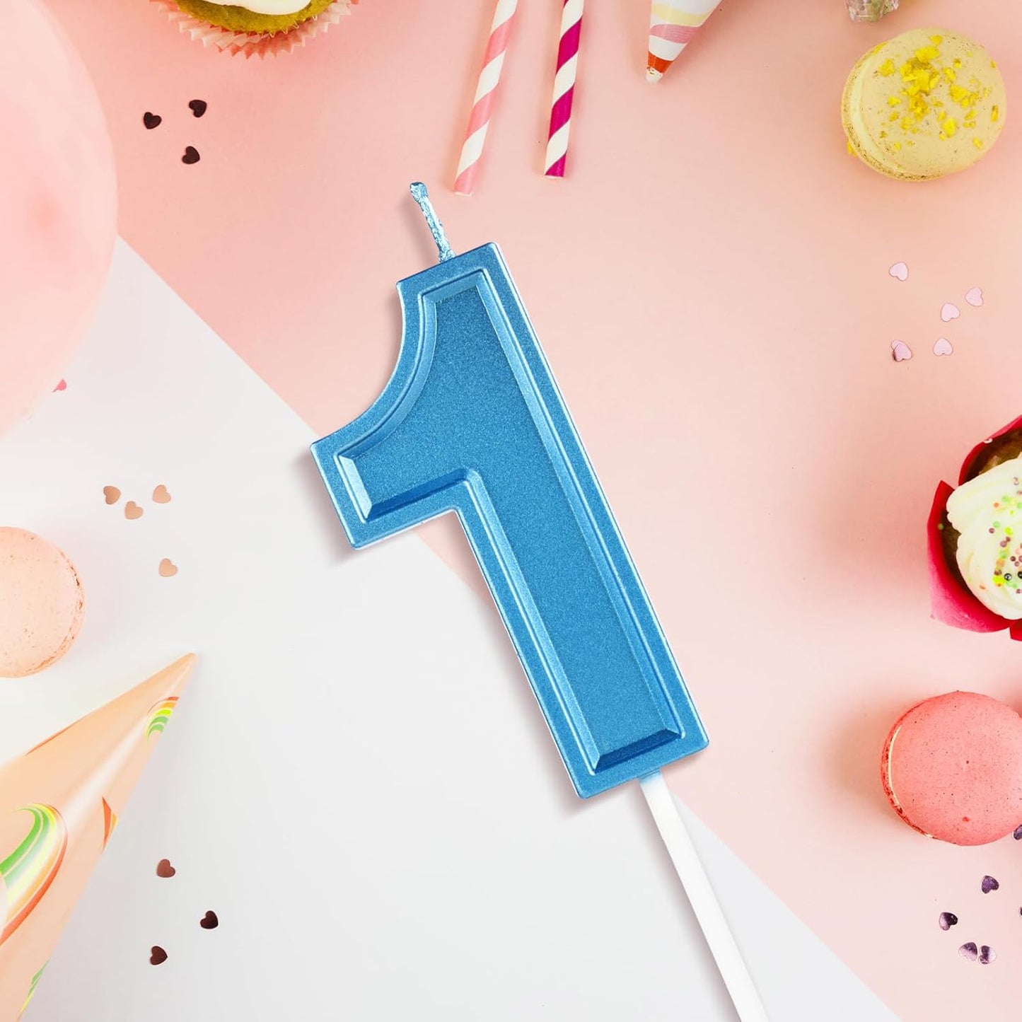 BEAN LIEVE Blue Birthday Candles Number 1, Blue Number Candles, Cake Number Candles for Birthday Parties and Wedding Anniversary Celebrations