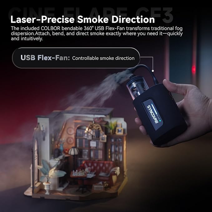 COLBOR CF3 Fog Machine 30W Portable Fog Machine Mini Smoke Machine for Photography with 60° Tilt-Protection for Outdoor Party Cosplay Halloween Rechargeable Smoke Machine Fog