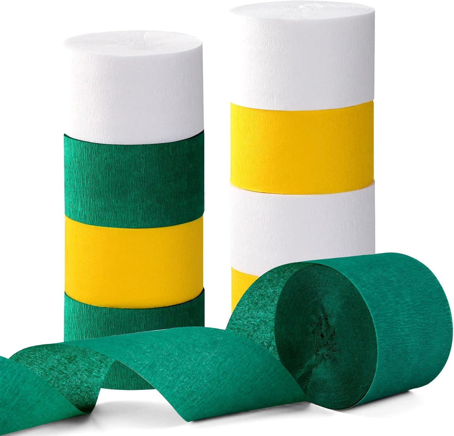 Green-White Yellow Party-Decorations Crepe-Paper Streamers - 9 Rolls Birthday Paper Garland Streamer Neutral Baby Shower Sping Summer Garden Tea Party Decor Panduola