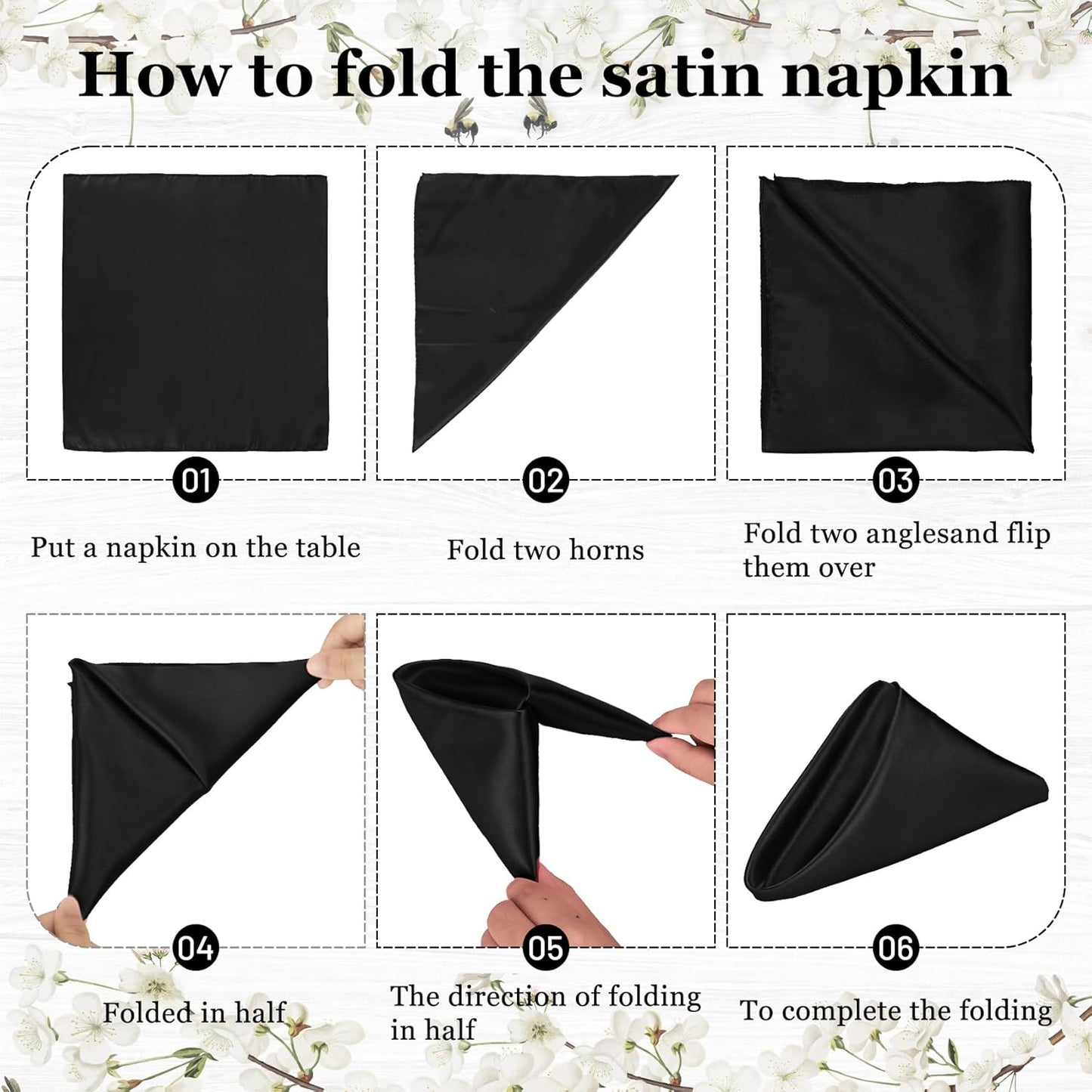 Bailarina 120 Pack Black Satin Napkins,17x17 Inches Wedding Napkins Square Soft Silky Table Napkins Bulk Decorative Elegant Cloth Napkin for Party Decoration, Banquet,Wedding,Graduation
