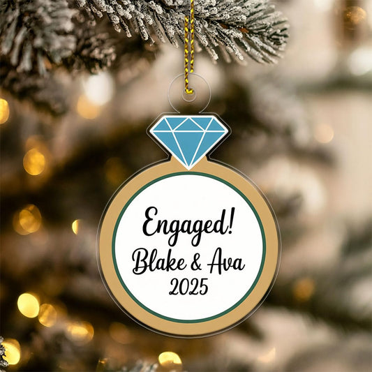 Custom Diamond Ring Ornament, Personalized Wedding Ornament, Engagement Ring Keepsake, Holiday Romance Gift, Unique Christmas Decoration Acrylic Ornament – Personalized Christmas