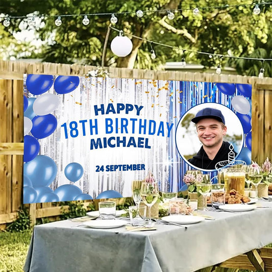 Generic Personalized Happy Birthday Banner, Customized With Name, Indoor And Outdoor Use, Red, 25x13 Inches