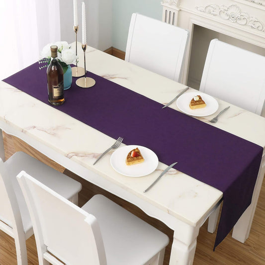DUALIFE Purple Table Runner for Wedding, Table Runners Fit Rectange and Round Table Decorations for Birthday Parties, Banquets, Graduations, Engagements 14X108 Inches 2 Pieces